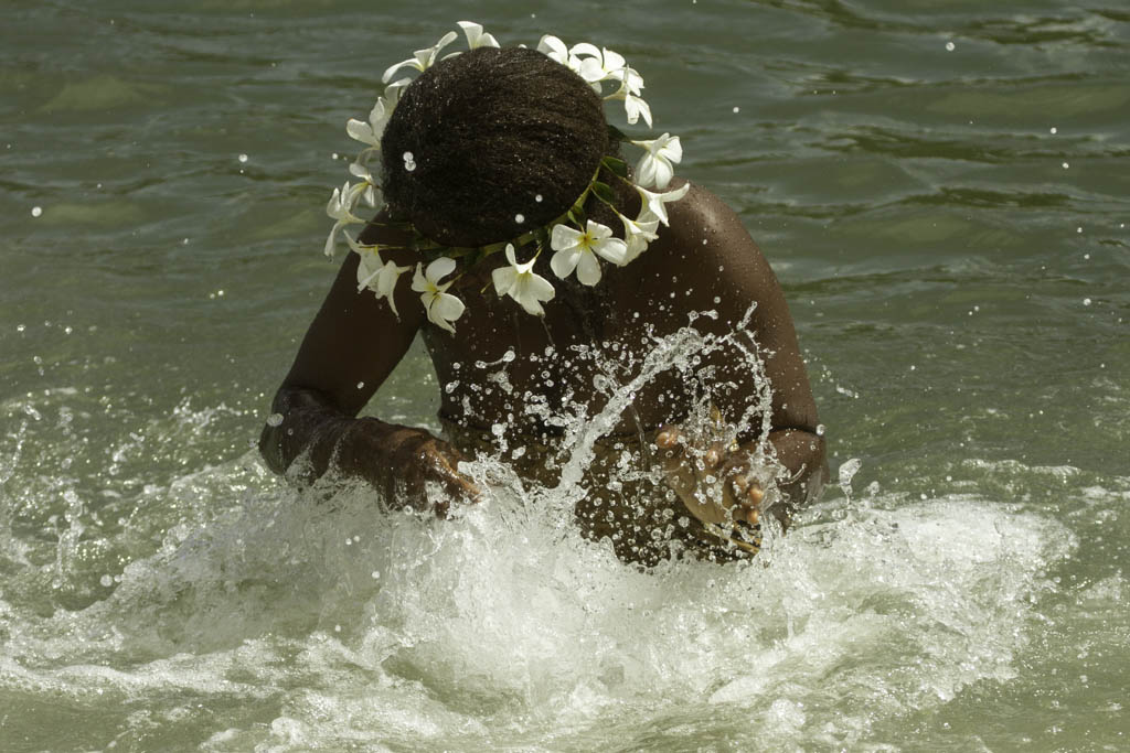 person playing with water