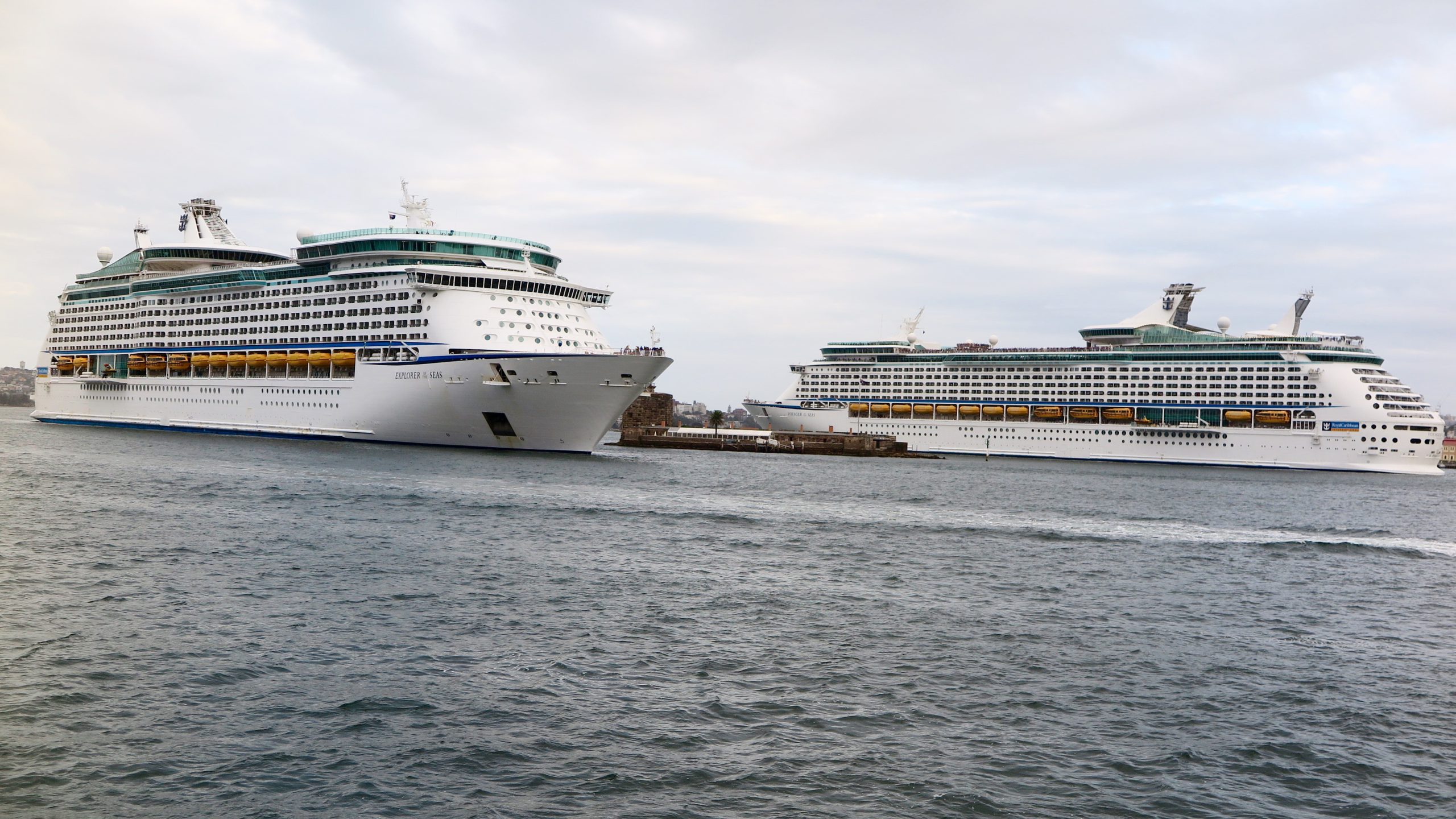 Explorer of the Seas passes Voyager of the Seas
