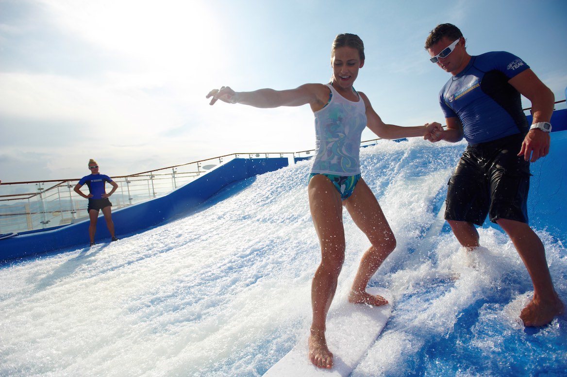 FlowRider woman standing on Surfboard