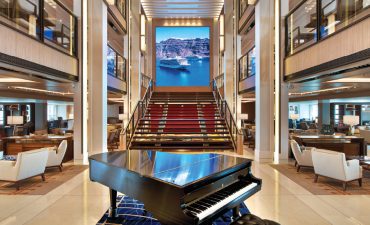 Inside the atrium of the Viking Sea
