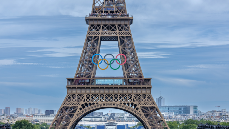 Paris France Eiffel Tower during the Olympics