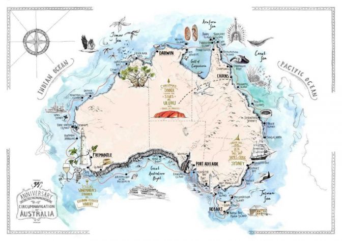Coral Expeditions circumnavigation map