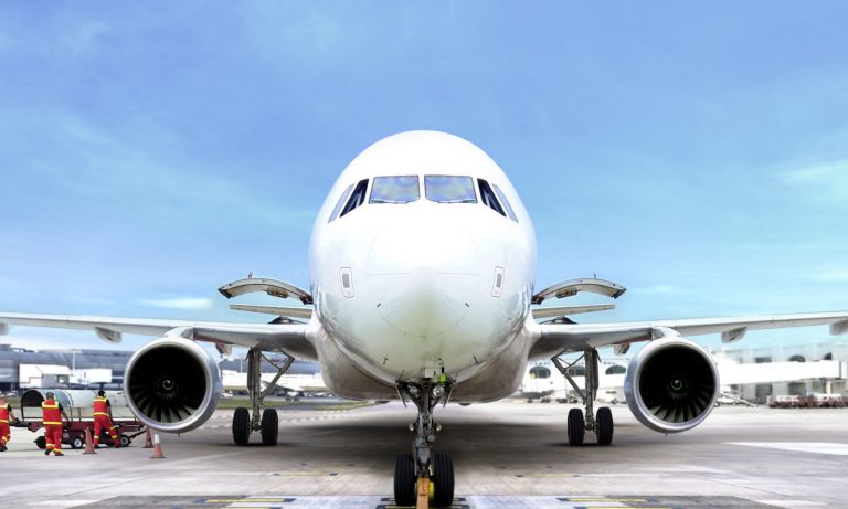 Front view of airplane