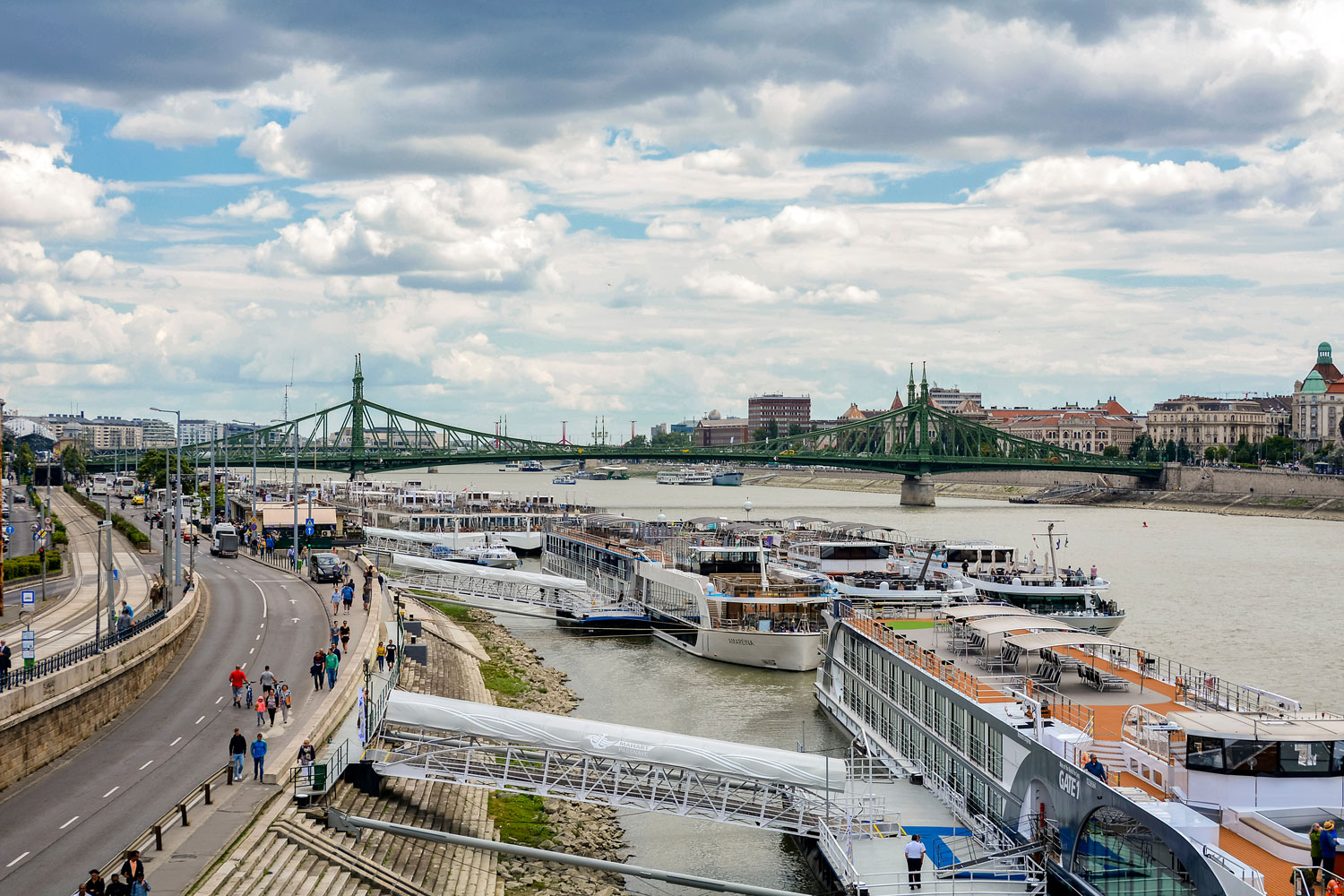 Danube crowded river ships