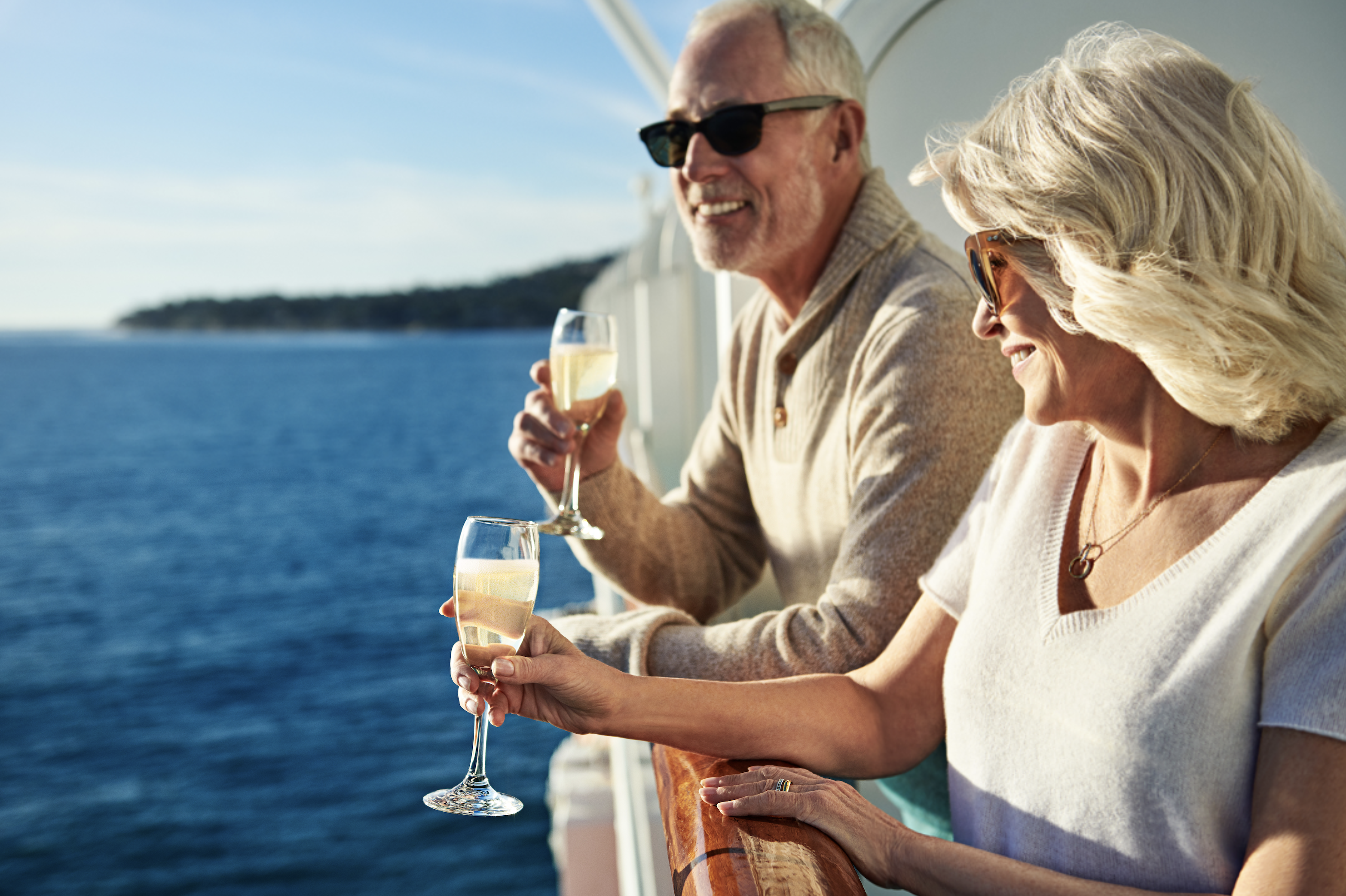 A couple enjoying their world cruise aboard the Sea Princess