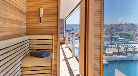 Ocean view dry sauna room inside the Owner's Suite