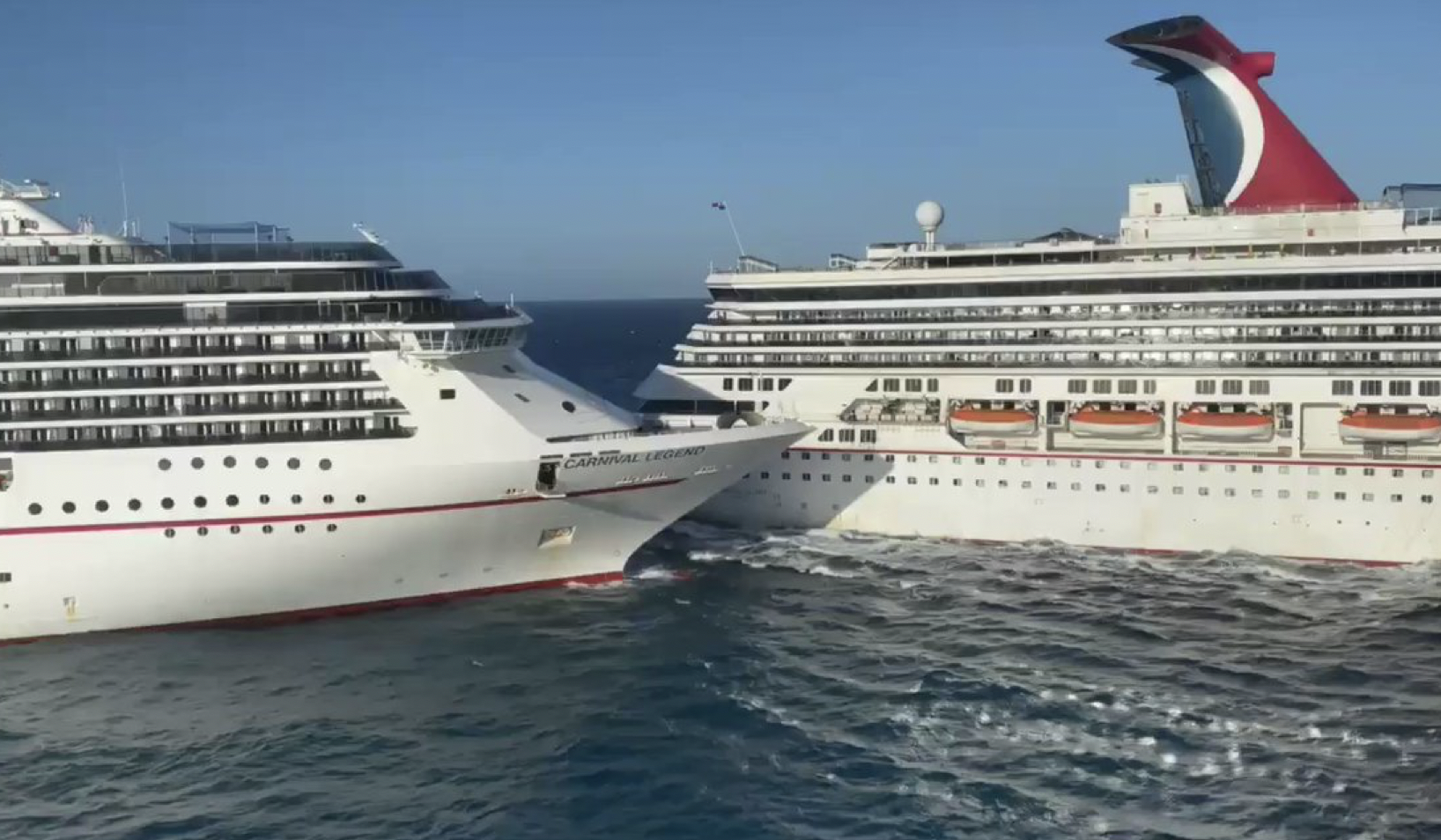 Amazing video as two Carnival cruise ships collide