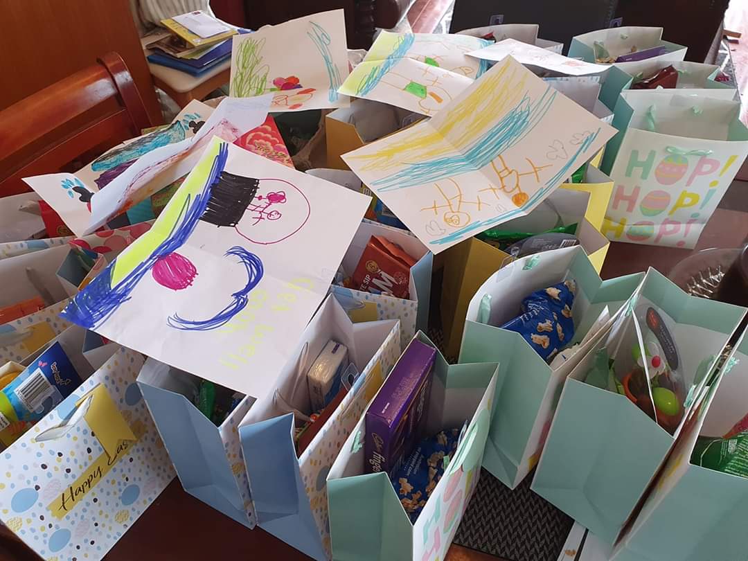 children drawings in the gift bags