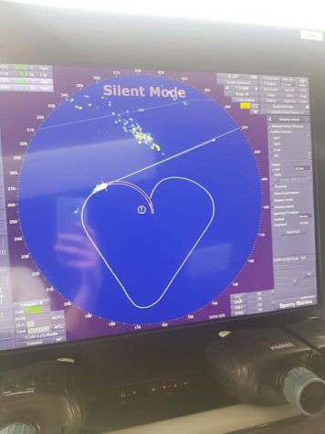 The love heart of captain of the Artania mapped out