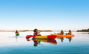 People kayaking on Lake Macquarie