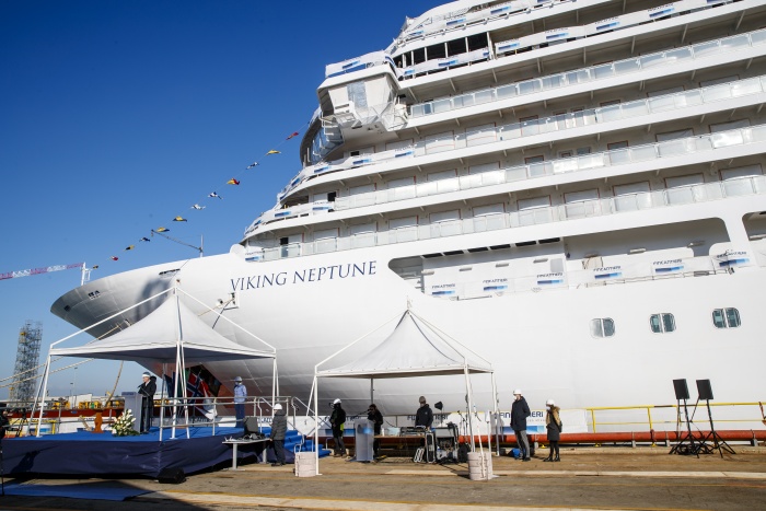 Viking floats out its newest ship