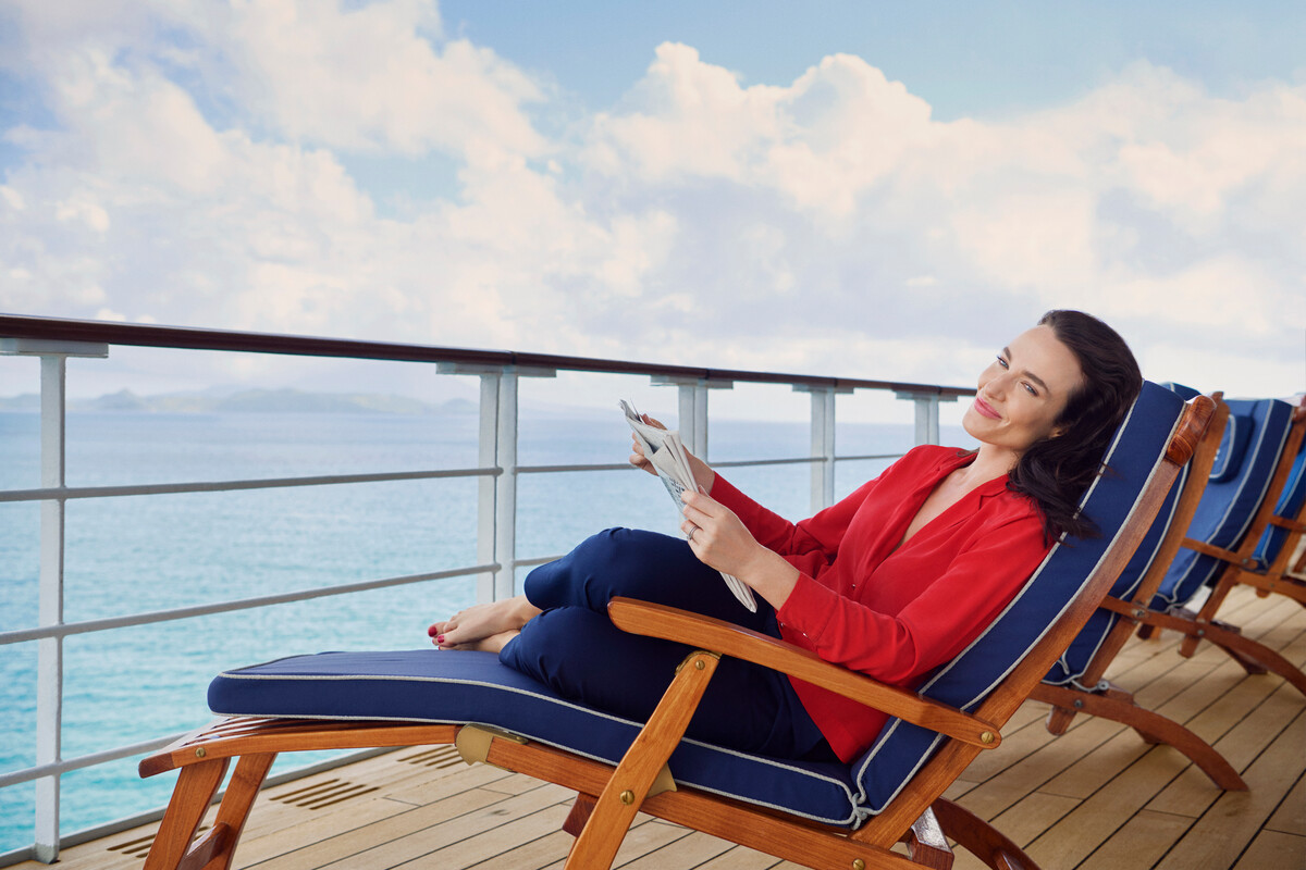 Woman in a lifestyle steamer chair