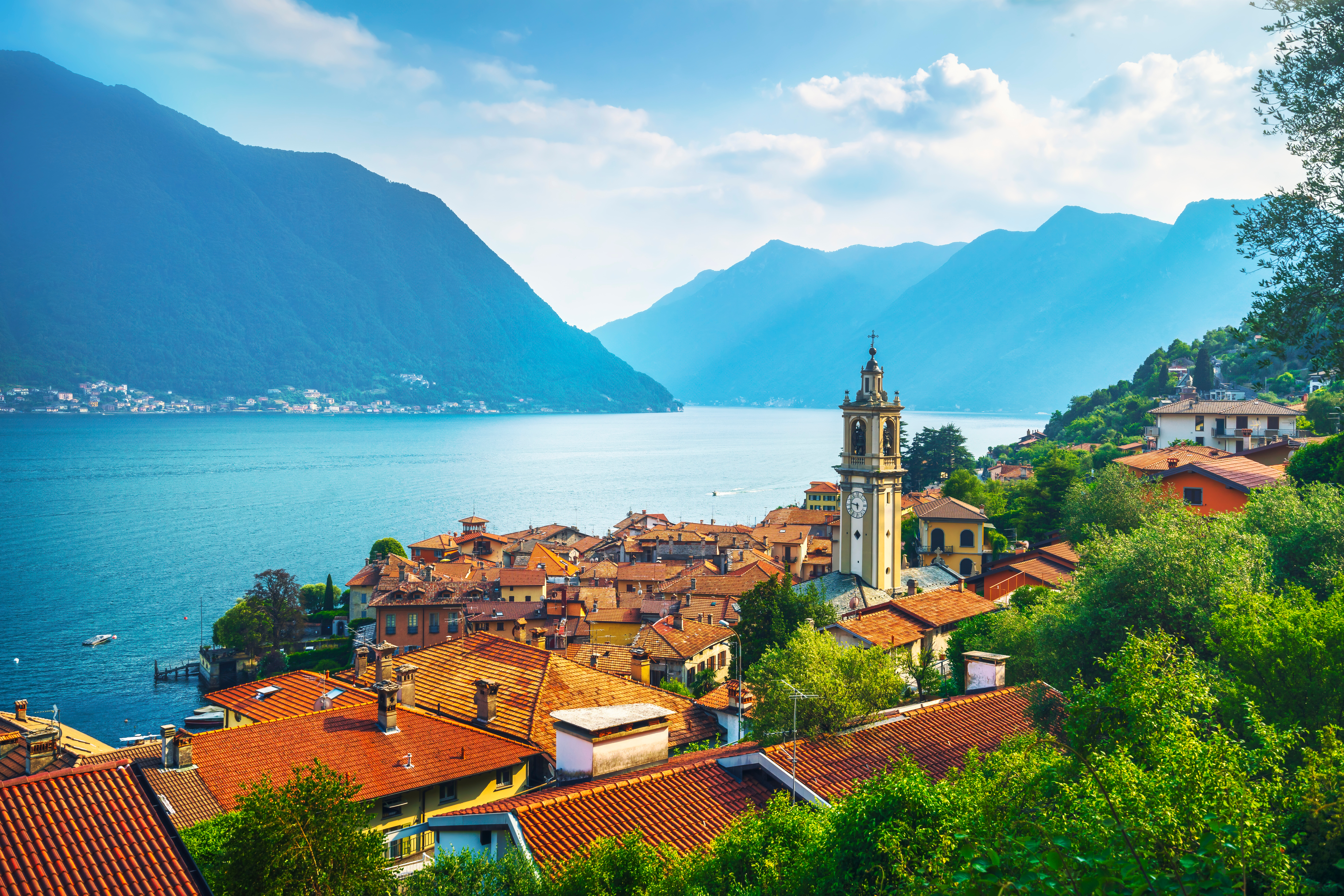 Como, lake, sala, comacina, bell tower, from Greenway Trail, Italy define luxury in Europe.