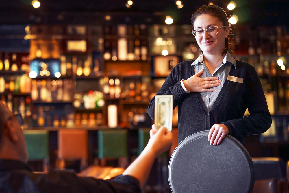 Waitress offered tip
