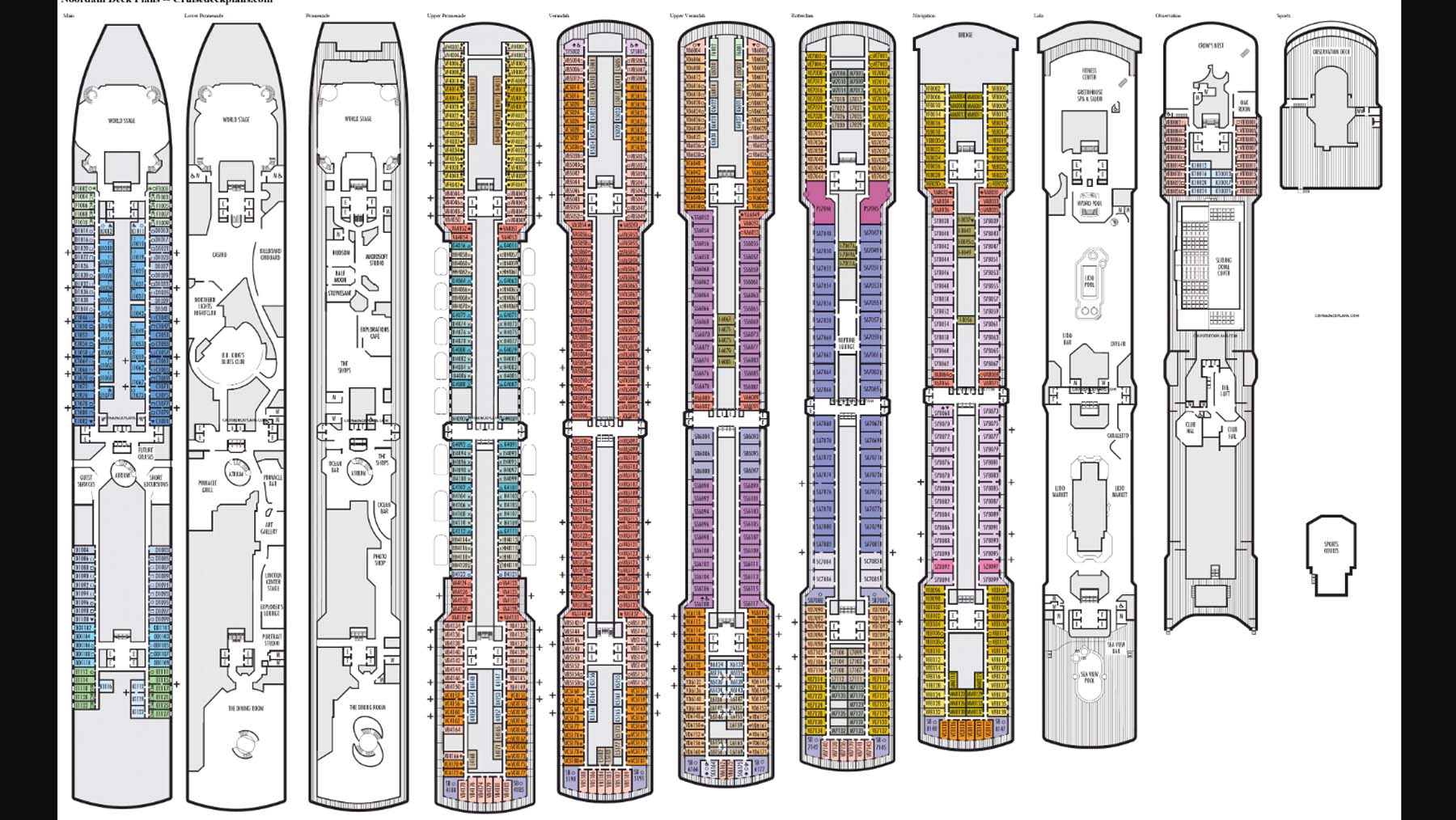 Noordam's deck plan