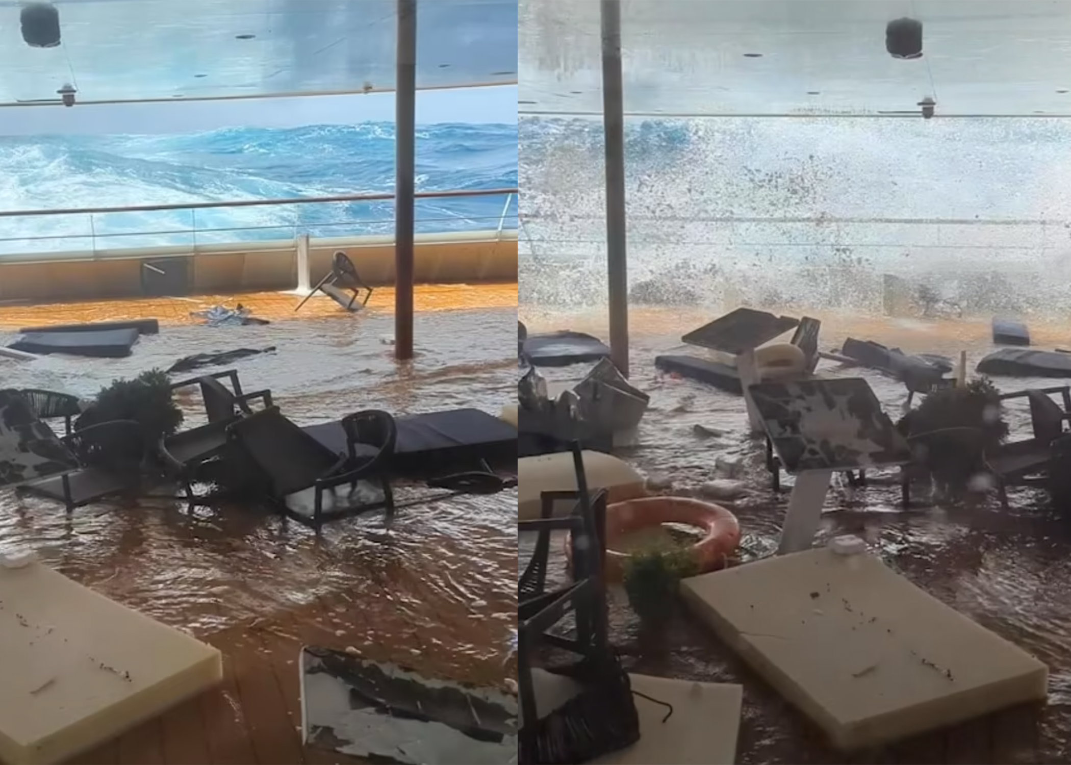 30 metre waves hit cruise ship
