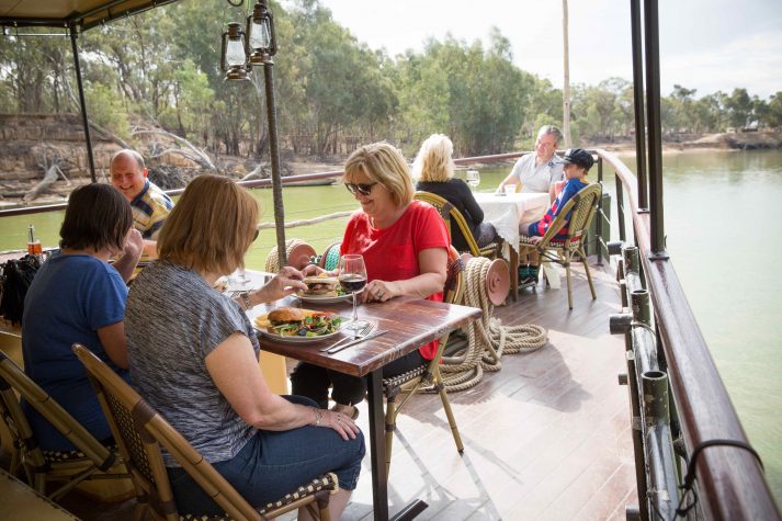 Lunching onboard paddlesteamer