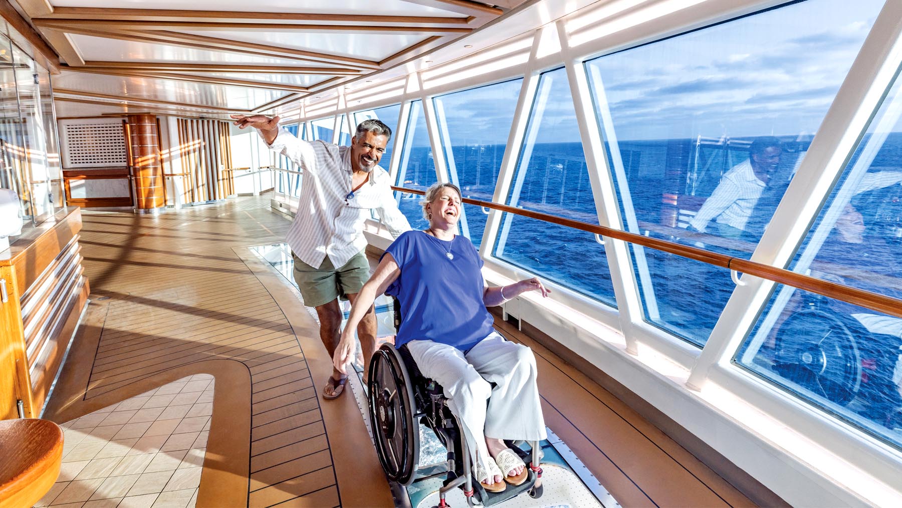 Guest with mobility issues enjoys cruising.