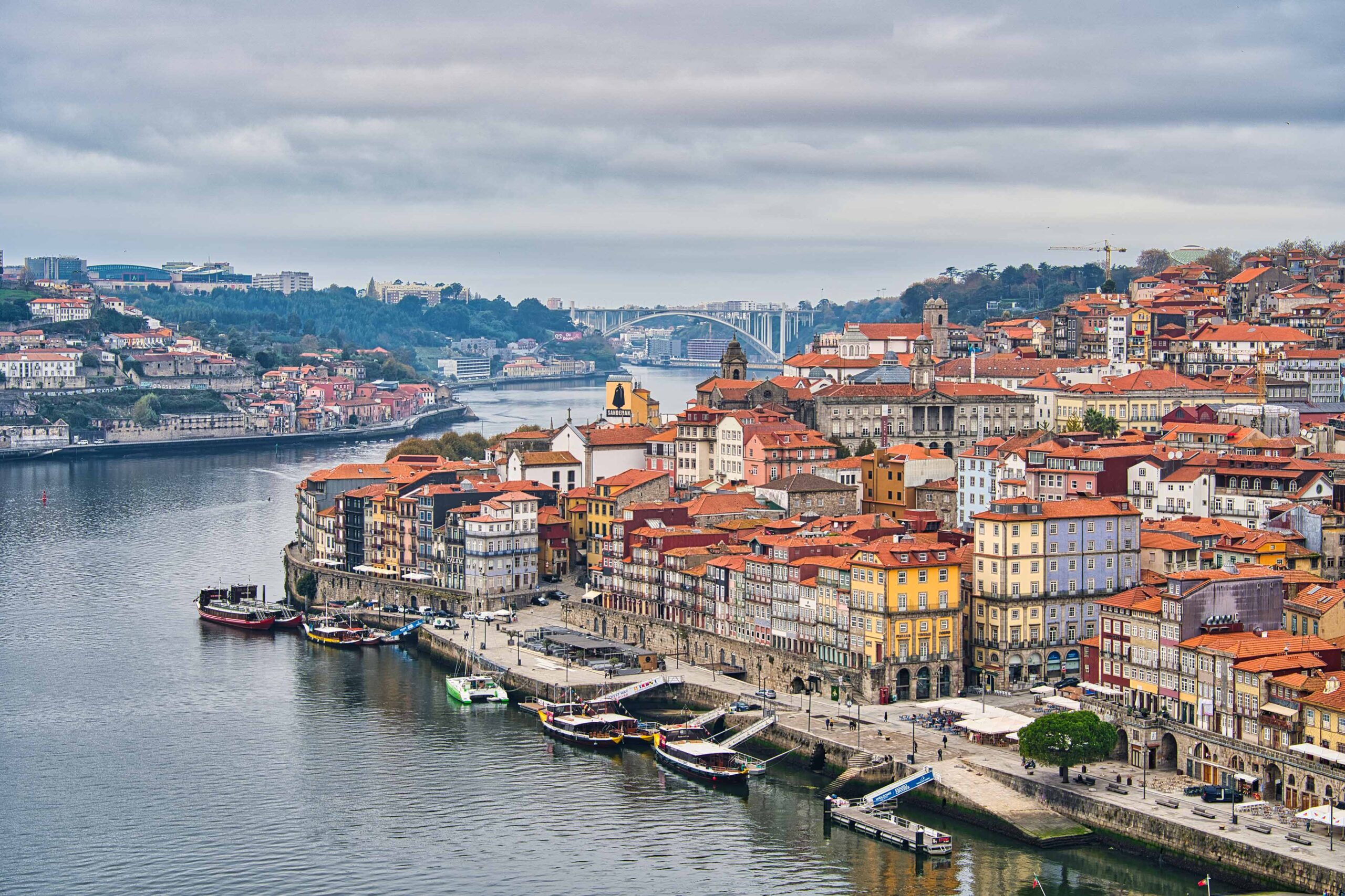 portugal porto douro river aerial view