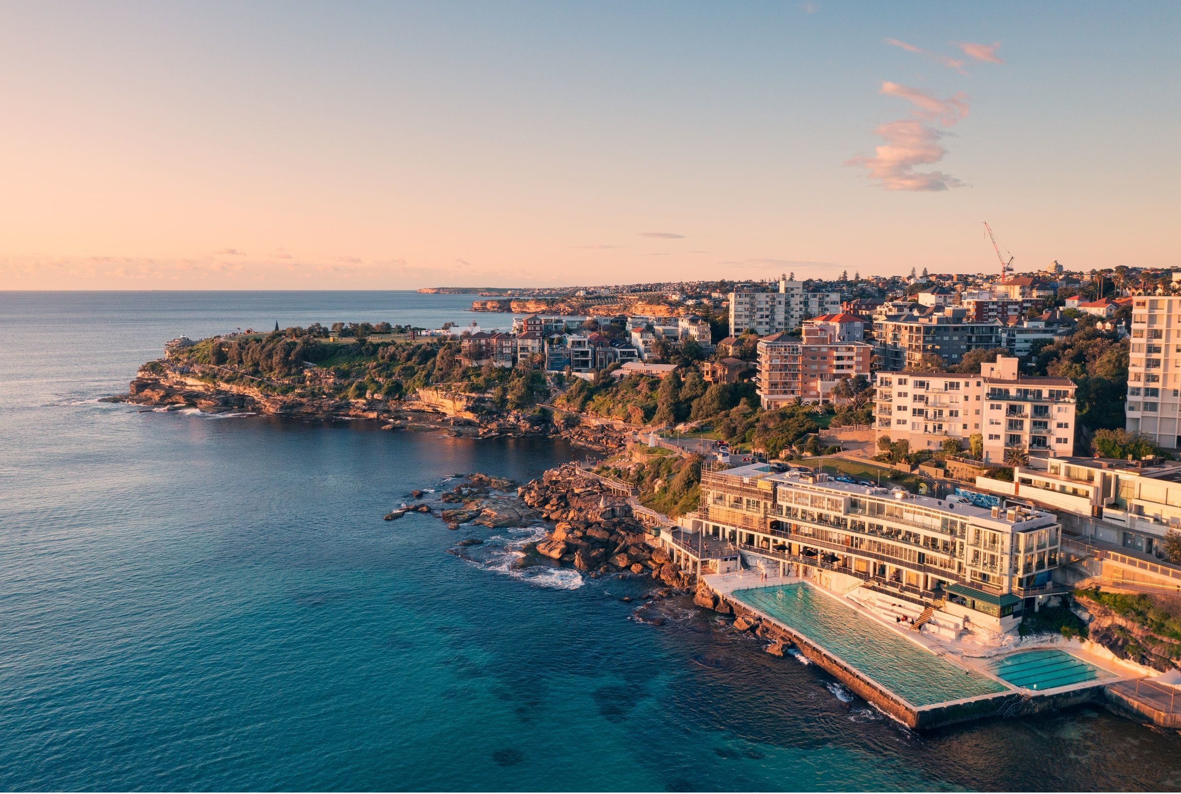 Aerial view of Bondi Icebergs and surrounds, Bondi helping the NSW visitor economy