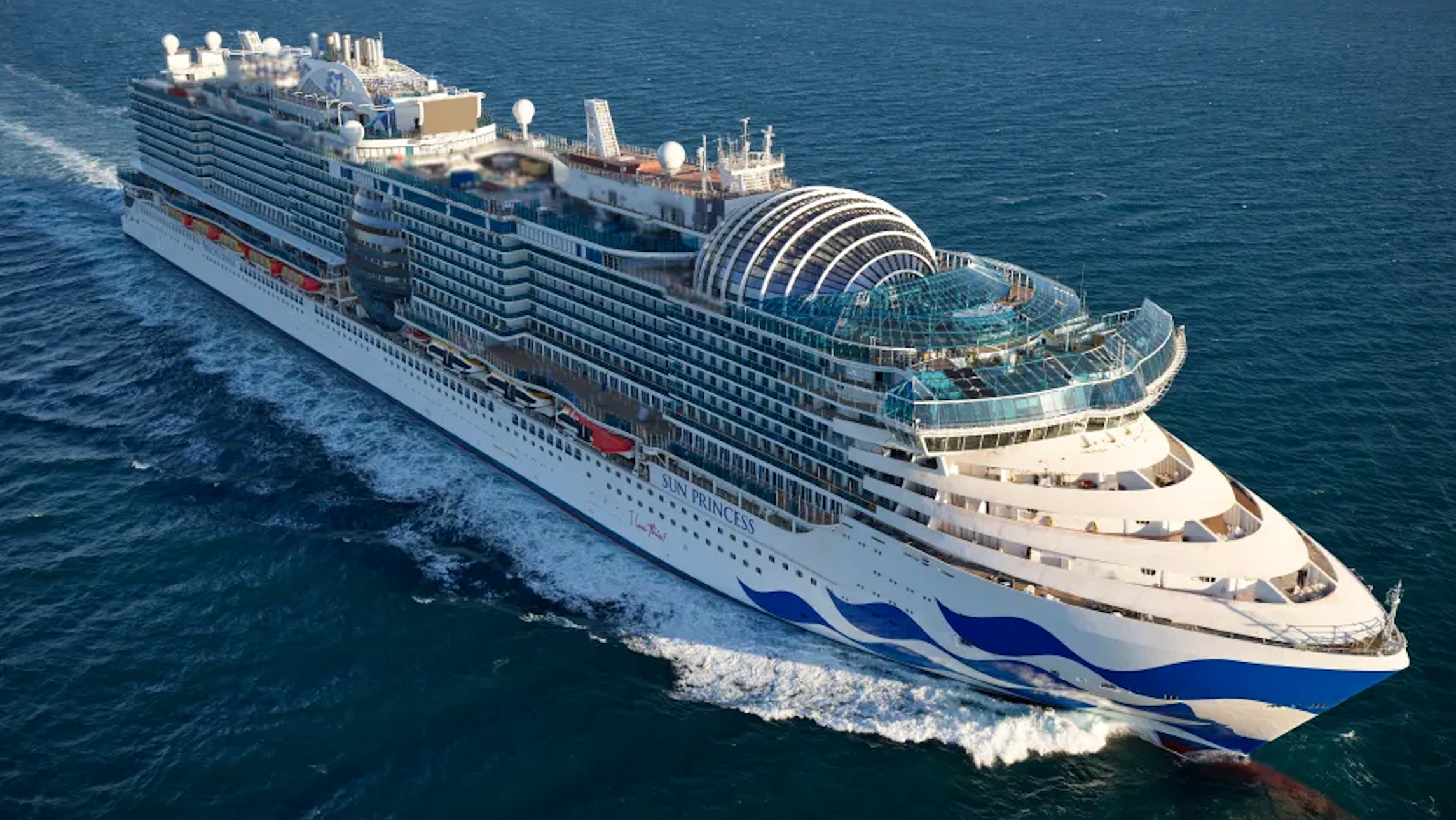 Sun Princess on her sea trials starting to sail