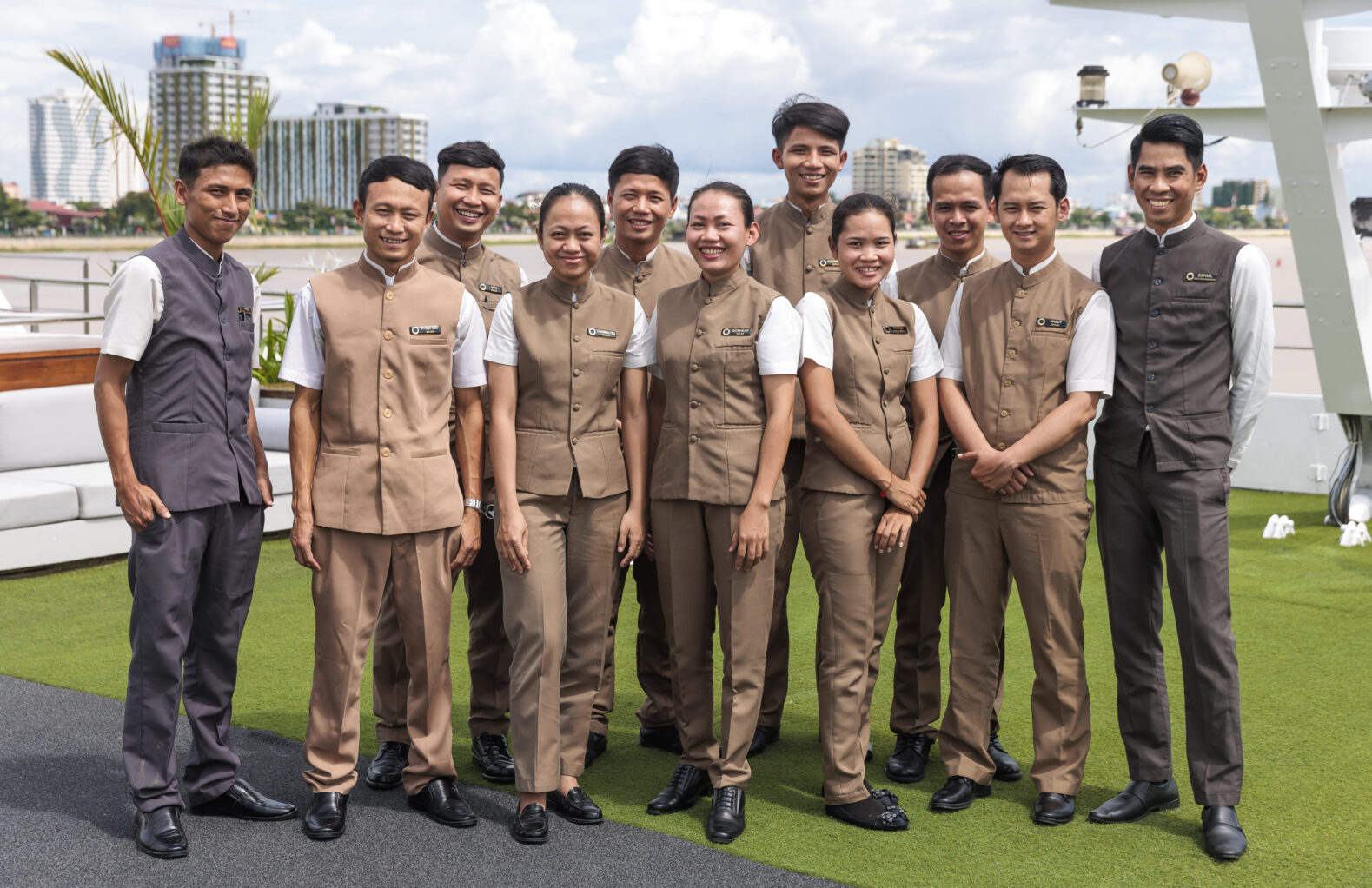 The staff on the Scenic Spirit