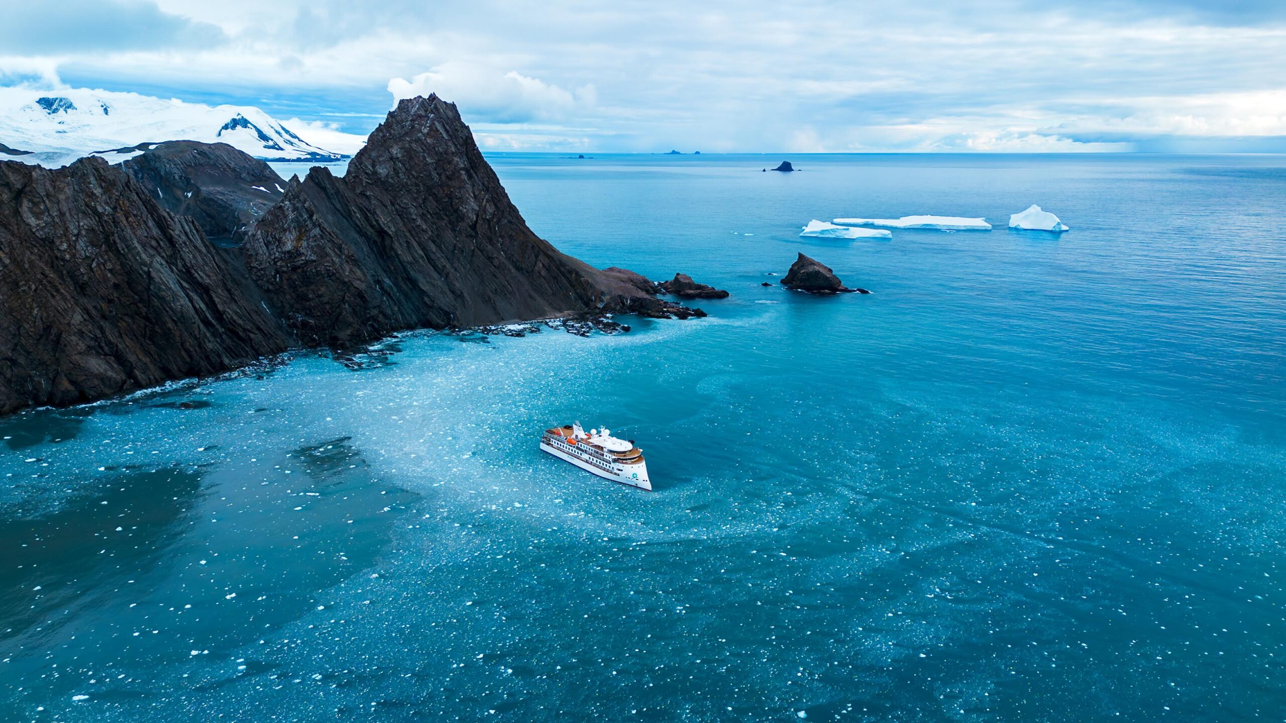 Aurora Expeditions will be sailing out Australia ship on the water in Antarctica