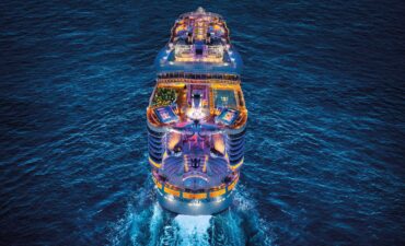 Spectrum of the Seas cruise out of Singapore ship at night