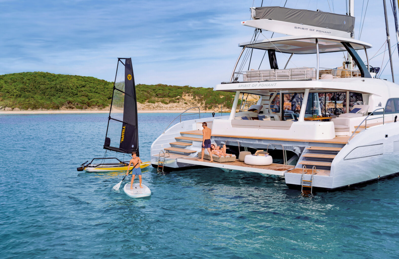 Activities off the rear of Spirit of Ponant catamaran. Photo: Nicolas Claris