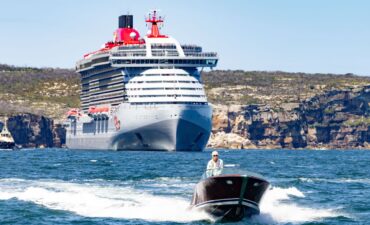 Virgin Voyages with Richard Branson sailing in Sydney Harbour