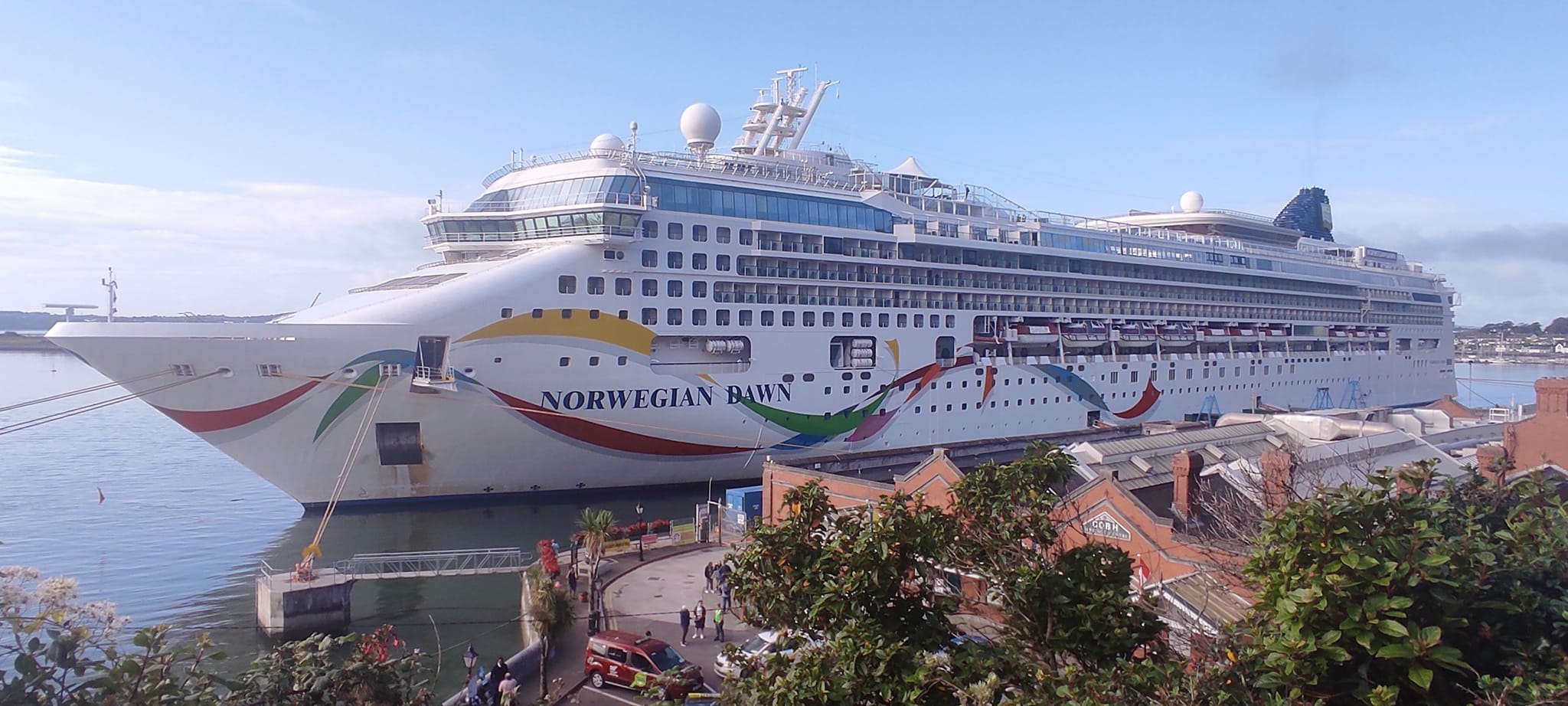 Norwegian Dawn at port.