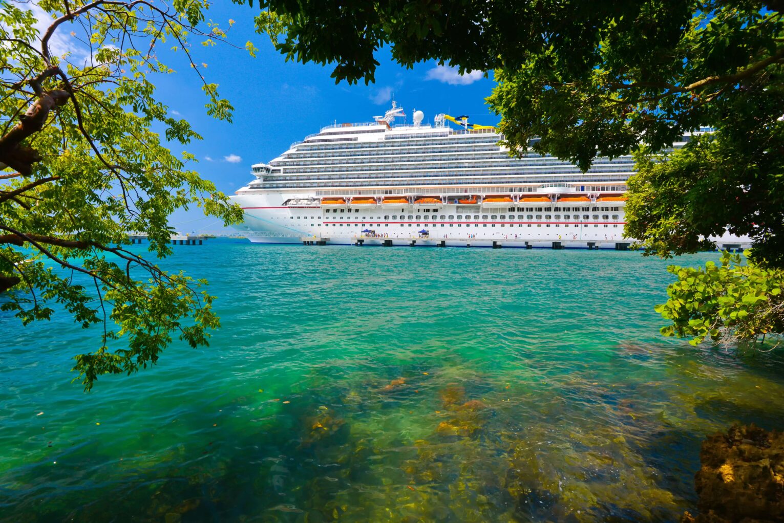 A cruise ship sailing through the Caribbean. It will not be one of Australia's cruise ship.