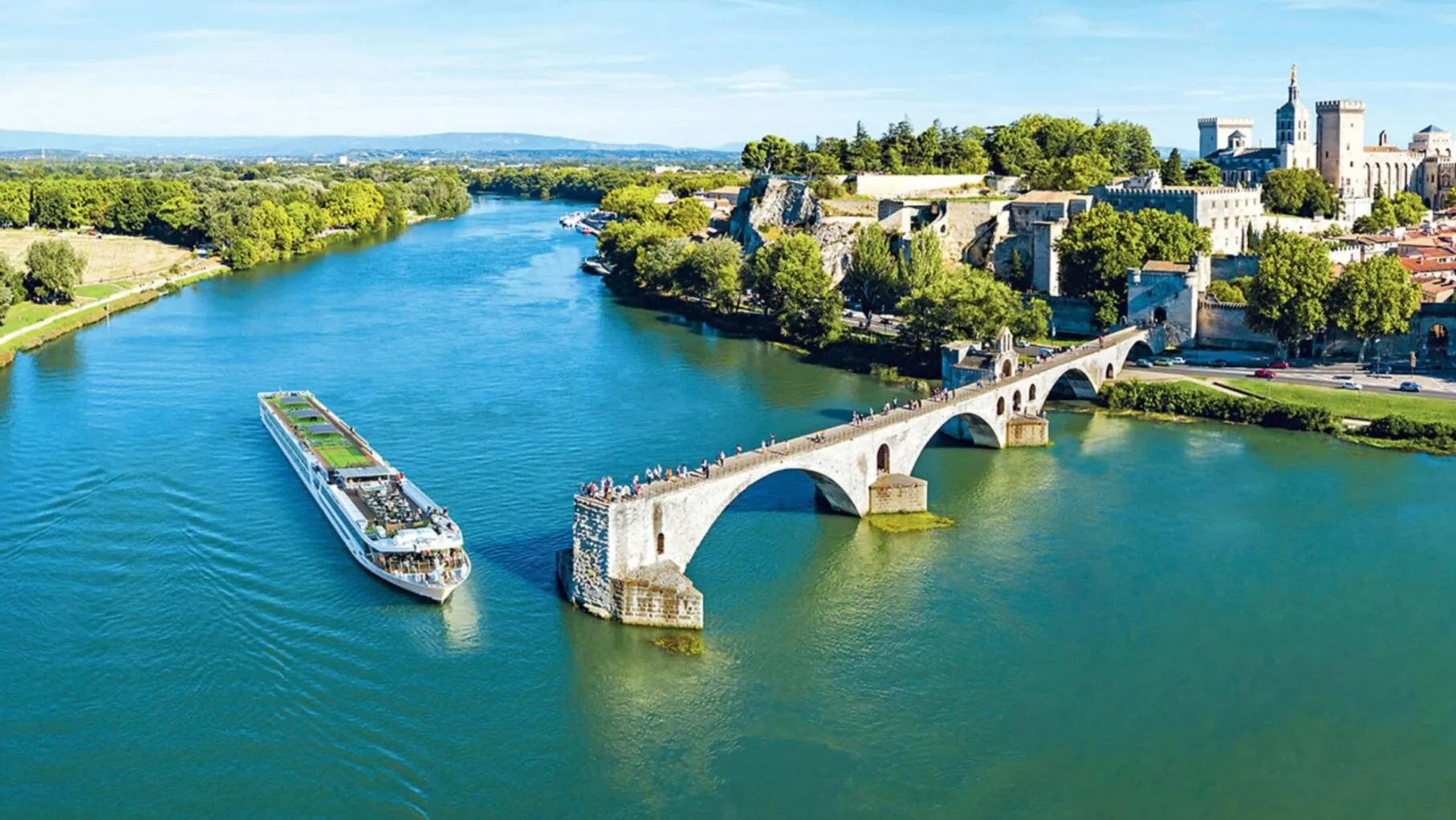 a traveling river cruise ship